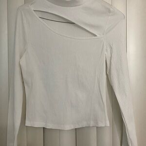 Elegant White Cut-Out Long Sleeve Top